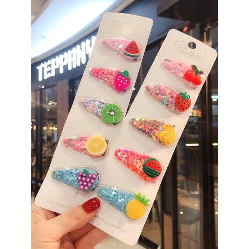 2020 Newest 1Set Girl Cute Cartoon Fresh Fruit Flower Hair Clips Barrettes Children Colors Acrylic Hairpins Kid Hair Accessories