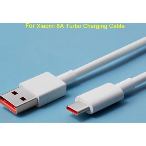 Original Xiaomi 6A Type C Cable 1/1.5/2M Quick Turbo Charging Line For MI 11 10 10T Pro 5G 9 Poco M3 X3 NFC Redmi Note 10 K40 8A