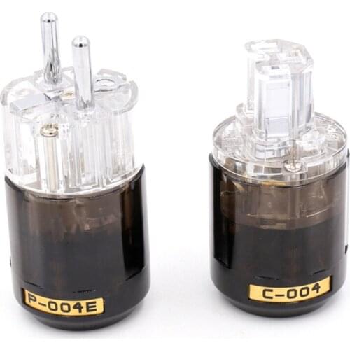 P-004E+C004 Rhodium Plated European Power Plug Schuko Power Connector+IEC Female Plug