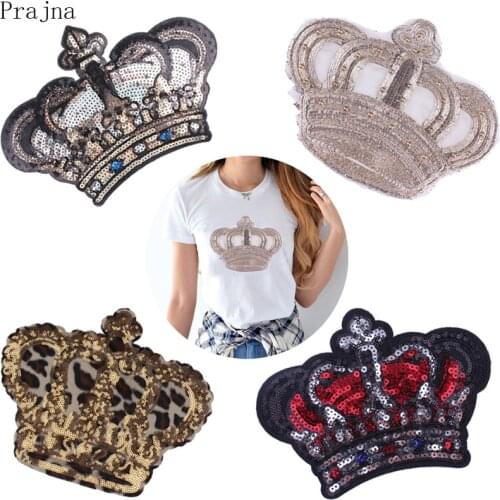 Prajna Rock Crown Patch Sequin Sewing Embroidered Hippie Badges Patches For Clothes Backpacks Jacket Fabric Bag Patch Fashion