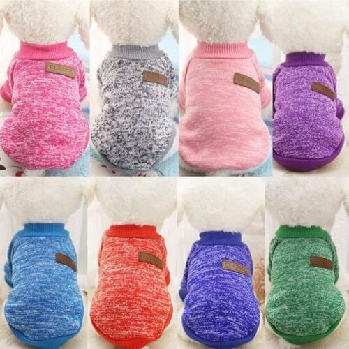 5 Colors Cat Dog Shirt Winter Sweater Round Neck Long Sleeve Elastic Knitting 2-Leg Pet Warm Pullover XS-2XL