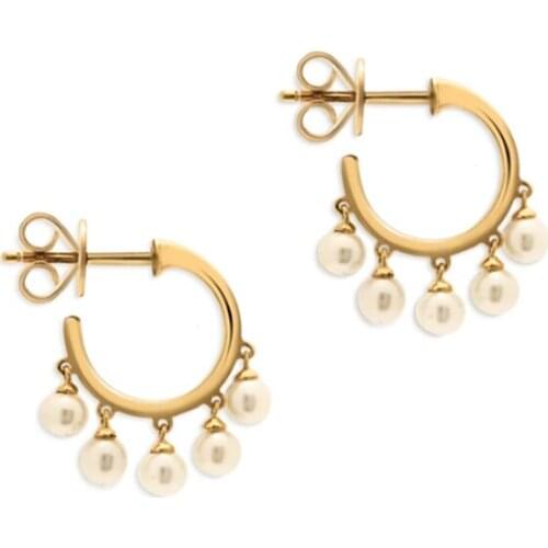 GS Women 925 Sterling Silver Pearl Hanging Hoop Earrings For Party Engagement Gift Long Pendientes Fine Jewelry Accessories