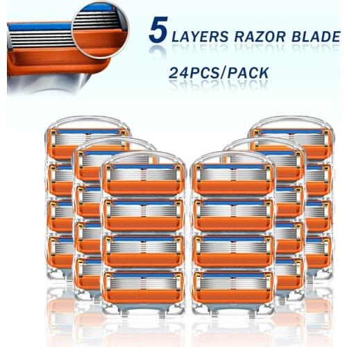 Replaceable Blade Fit Gillette Fusion 5 Proglide Proshield 5 Layers Manual Shaving Safety Razor Blades For Men Shaving Cassettes