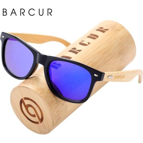 BARCUR Trending Styles Polarized PC Frame Bamboo Sunglasses Wood Sun glasses Female Men shades Oculos de sol