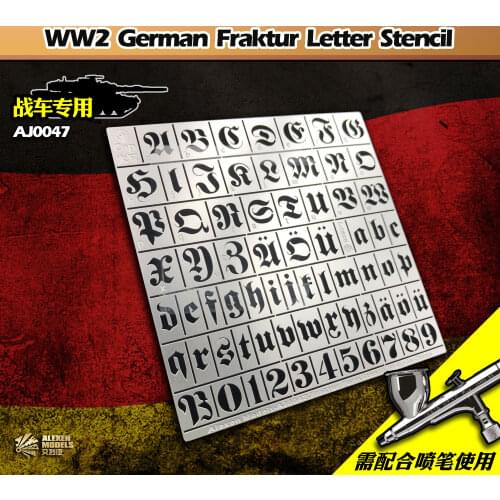 Alexen Models AJ-0047 Fraktur Letter stencil for 1/35 tank model Making
