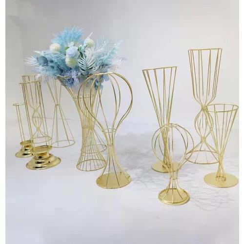 Vases Gold/ White Flower Stand 70CM/ 50CM Metal Road Lead Wedding Centerpiece Flowers Rack For Event Party Decoration