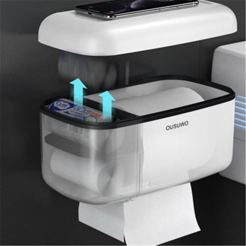 Waterproof Toilet Paper Box Tissue Holder Bathroom Garbage Bag Storage Boxes Shelf Rack Roll Papers Case Punch Free Organizer