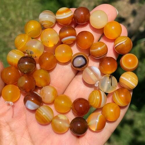 High Quality Natural Orange Yellow Agates Onyx Stone Round Loose Spacer Beads For Jewelry Making Diy Bracelet Accessories 15"