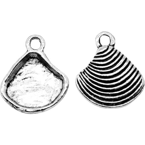 WYSIWYG 20pcs 15x13mm Antique Silver Color Shell Charm Jewelry Making Conch Shell Charm Pendant