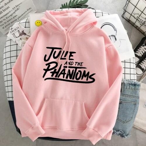Winter Pink Aesthetic Clothes Women Julie And The Phantoms Top Cartoon Letter Hoodie Winter Loose Hoodies Long Sleeve Sweatshirt