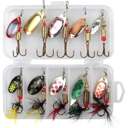 10Pcs/Lot Fishing Spoon Lures Spinner Bait 3-7G Fishing Wobbler Metal Baits Spinnerbait Isca Artificial Free with Box