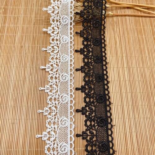 15Yards/Pack Wave Off White Black Polyester Lace Trim Embroidered DIY Lace By Meter V2912