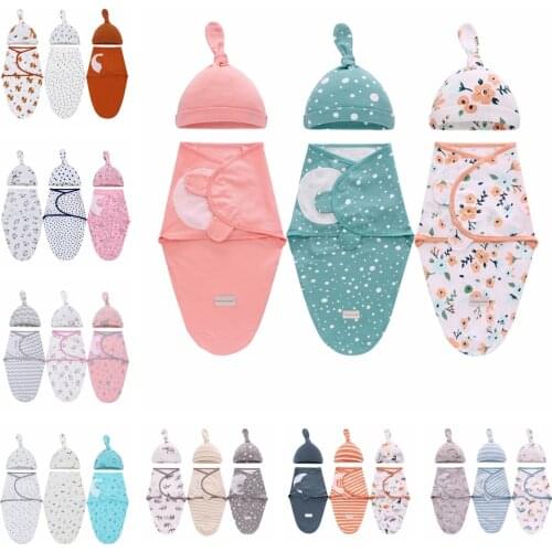 2pcs Baby Swaddle Blanket with Cap Swaddle Wrap Swaddling Bag Newborn Cotton Envelope Sleep Sack Infant Baby Sleeping Bag