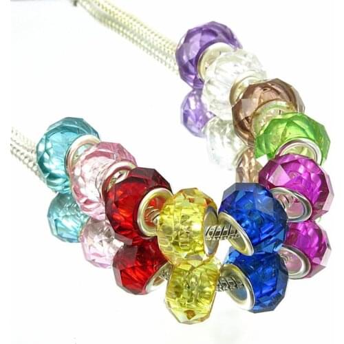 20pcs Crystal Large Hole Cut Faceted Glass Beads Fit Pandora Bracelet Bangle Earring Beads Chain Necklace for DIY Jewelry Making