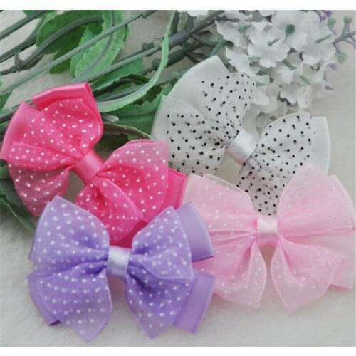 20pcs Organza Ribbon Flowers Bows with Mini Dots DIY/Wedding/Applique Craft B53