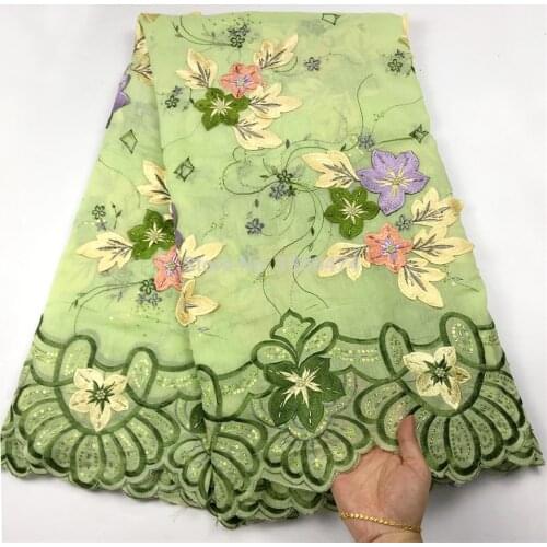 3D Flower Swiss Lace Fabric African Dry Cotton Voile Lace Swiss Voile Lace In Switzerland With Sequins/Bead For Nigerian Party