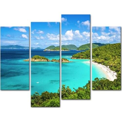 4 Panels Framed Beautiful sea view Wall Art Pictures Print On Canvas Painting For Home Kitchen Decoration/XJ-12Y-41