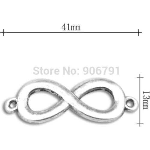 50pcs a lot alloy Antique Silver Plated infinity symbol charms jewelry accessory