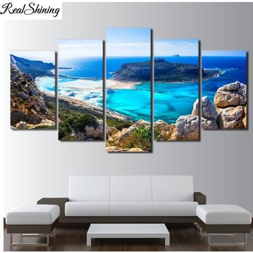5D diamond painting cross stitch Blue Sea Beach Island Seascape DIY square drill full diamond embroidery mosaic 3 pcs decor F90