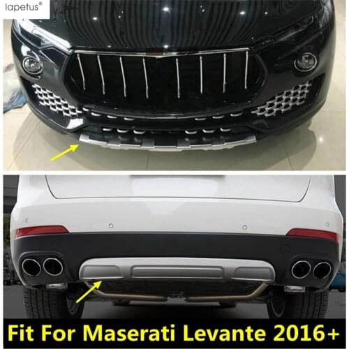 Accessories Fit For Maserati Levante 2016 - 2020 Chrome Front + Rear Bumpers Protector Skid Bumper Guard Plate Molding Cover Kit
