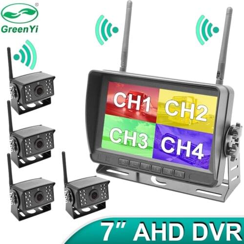 AHD 7 Inch Wireless Dual Antenna 4 Channels DVR Monitor 720P Vehicle Reverse Backup Recorder Wifi Camera For Bus Car Truck