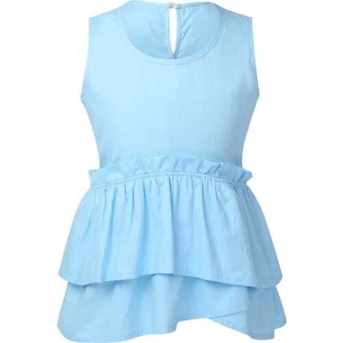 Baby Girl White Shirt Cotton Solid Sleeveless Blouses for Teenage School Girl Rufflle Summer White Blouse Girl Children Clothing