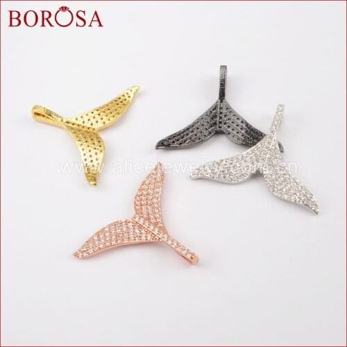 BOROSA 20PCS Fashion Mix Color CZ Tiny Stone Cubic Zirconia Pave Fishtail Charm Jewelry Pendant for DIY Drusy Necklace WX617