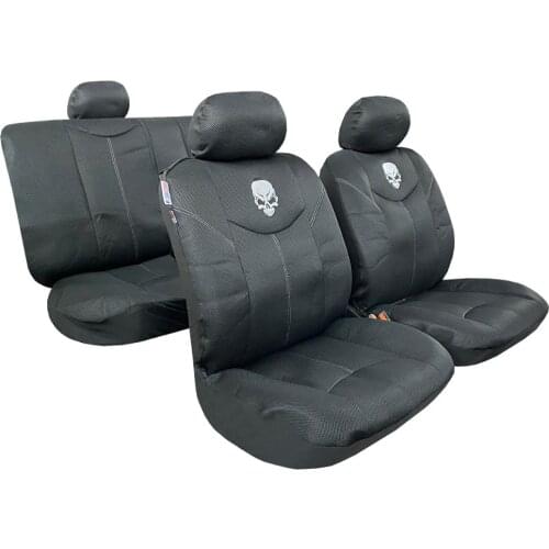 Black Mesh Skull Seat Covers For Cars Trucks Suv, Breathable Auto Protector Airbag Safe Front Rear