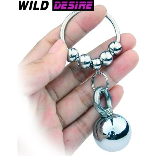 Erotic Accessories Male Penis Ring Hanging Ball Delay Ejaculation Metal Cockring Erection trainer Sex Toys For Men Sex Products