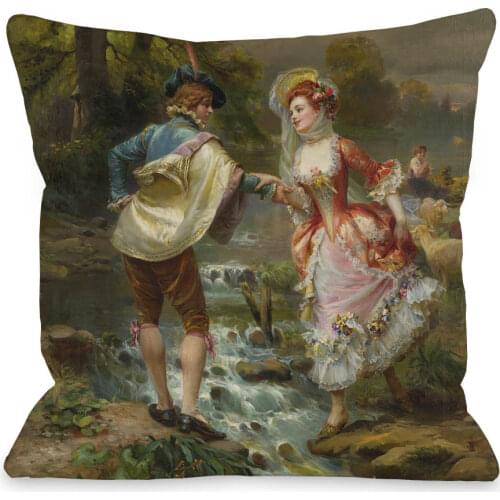 Polyester Luxury Decorative Pillow Case High Quality Printing Text White Hotel Home Sofa Decor Beige Linen Cushion Cover 45X45CM