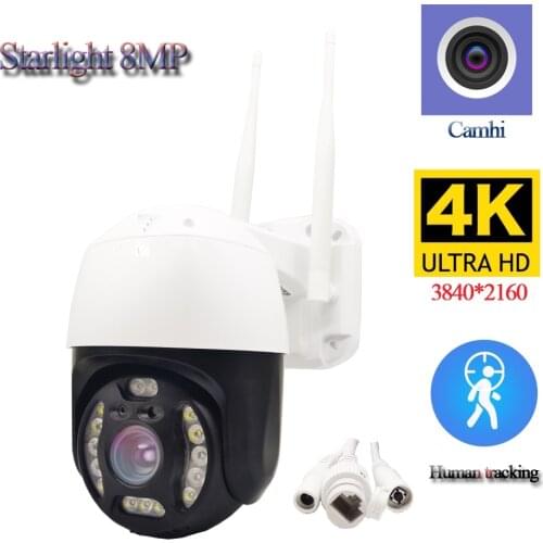 H.265 Starlight 4K Outdoor Wireless Mini PTZ Speed Dome Network Camera 8MP UHD Wifi Video Caemera IMX415 Sensor Pan and Tilt