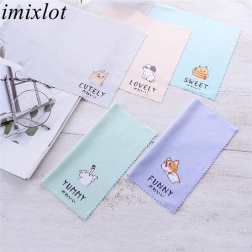 Imixlot 4pcs Cute Originality Animal Pattern Chamois Eyeglass Cleaning Cloth Unisex Portable Sunglasses Microfiber Wipes