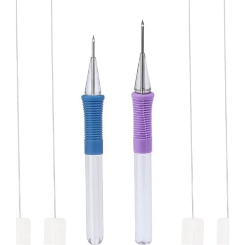 RORGETO Punch Needle Embroidery Stitching Tool Cross Stitch Pen for DIY Hand Crafts Magic Embroidery Pen with 2 Threaders