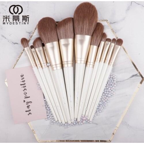 MyDestiny makeup brush-white moon series 12pcs soft fiber makeup brushes set-high quality facial and eye makeup pen-fiber hair