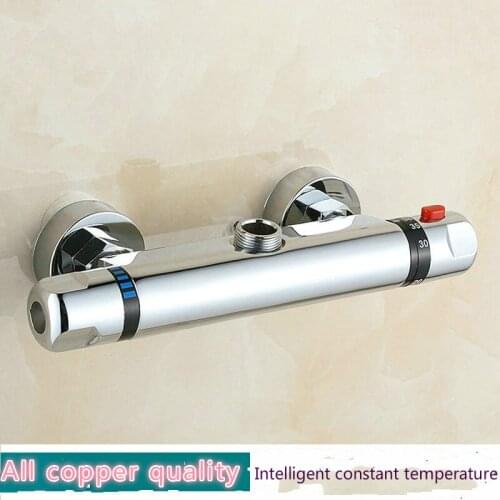 Copper intelligent thermostatic valve concealed hot and cold shower faucet mixing valve solar electric water heater bathroom set