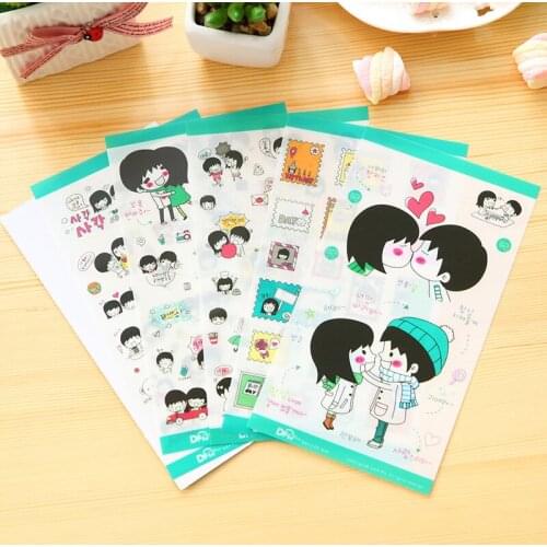 5 PCS Lovely Sweet Hip-hop Stickers PVC Diary Stickers Illustration DIY Album Notebook Children Stationery Decorative Stickers