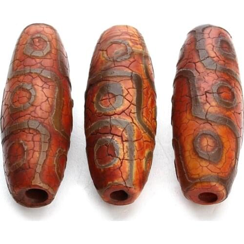 Natural Tibetan Dzi Beads, Drum, 14x39mm, Hole:Approx 3mm, 2PCs/Bag, Sold By Bag