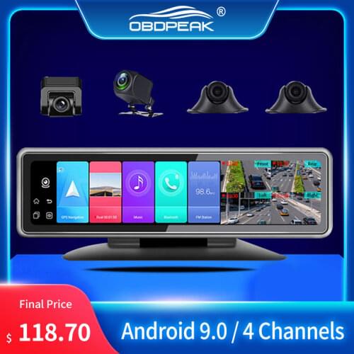 Latest 4G Wifi Android 9.0 Car DVR Dash Camera Mirror 360 Panoramic GPS Navigation ADAS Auto video Dash Recorder 1080P Rear Cam