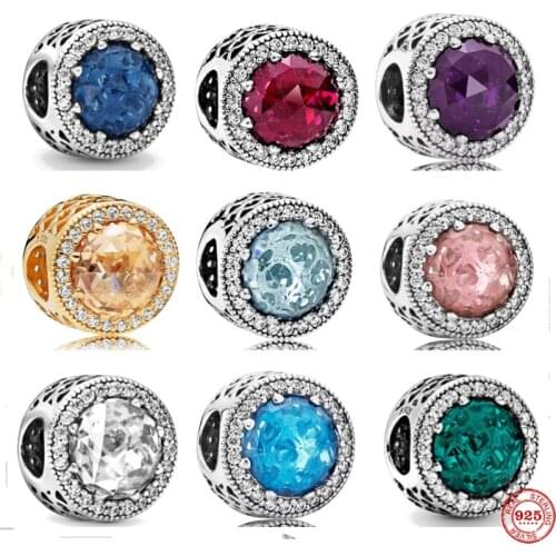 New 925 Silver Colorful Sparking Clear Bead Fit Pandora Original Bracelet Charms Beads Pendant For Women DIY Jewelry