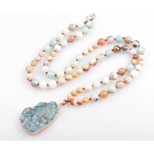 8mm Amazonite Natural stone necklace stone pendant necklace for women jewelry