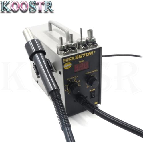 Soldering Stations EU PLUG QUICK 857Dw + Adjustable Hot Air Heat Gun Helical Wind 580W SMD Rework Station