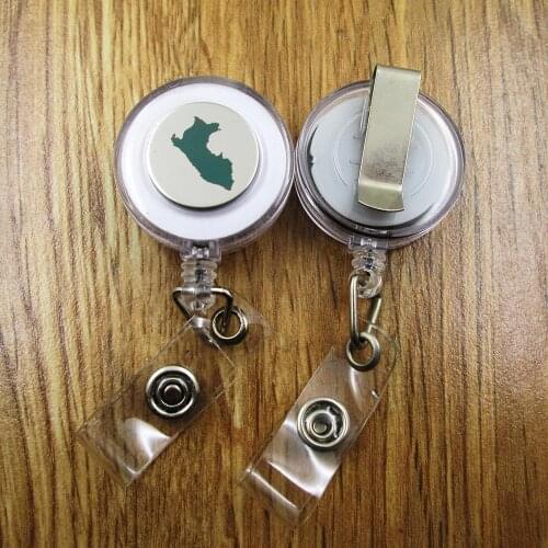 Peru ID Badge Reel gift for him/her friend family retractable recoil id badge holder work fun