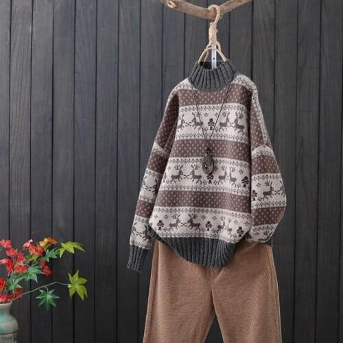 Pullover Autumn Winter Women Sweaters Tie Dye Pullover Mock Neck Long Loose Korean Jumpers Candy Color Oversized Female Tops