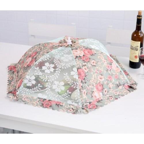 Dustproof Mesh Table Cover Fly Proof Stain Proof Table Cover Food Cover Lace Mesh Folding Vegetable Cover