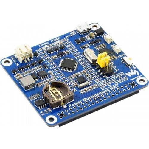 Power Management HAT for Raspberry Pi with Embedded ATmega328P MCU and PCF8523 RTC chip,CP2102 UART converter