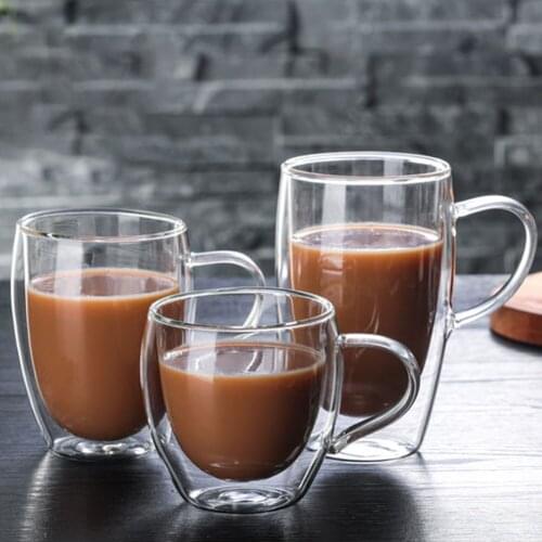 250ml/350ml/450ml Coffee Glass Double Wall Layer Cup Tea Insulated Mug Wine Beer Milk Espresso Heat And Condensation-Resistant