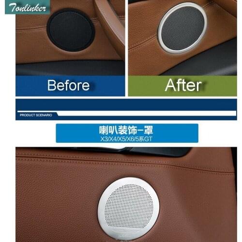 Tonlinker 2-4 PCS Car DIY Stainless Steel The Door Speaker Light Box Cover Case Stickers for Bmw X5 X6 2009-16 Part Accessories