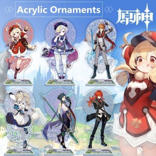 Genshin Impact Stand Venti Zhongli Diluc Kamisato Ayaka Ganyu Klee Chongyun Dainsleif Albedo Cosplay Kawaii Acrylic Decor Gifts
