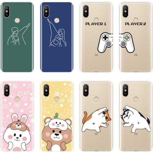 Back Cover For Xiaomi MI A1 A2 Lite Mi5 Mi6 Mi8 Soft Silicone Couple Cat Dog Phone Case For Xiaomi Mi 5 5C 5S 5X 6 6X Plus 8 SE
