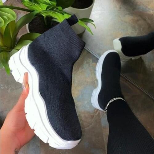 Women Sneakers Casual Platform Flat Shoes Thick Sole Fitness Sock Shoe High Top Sports Boot Trainers Designer Women Walking Shoe
